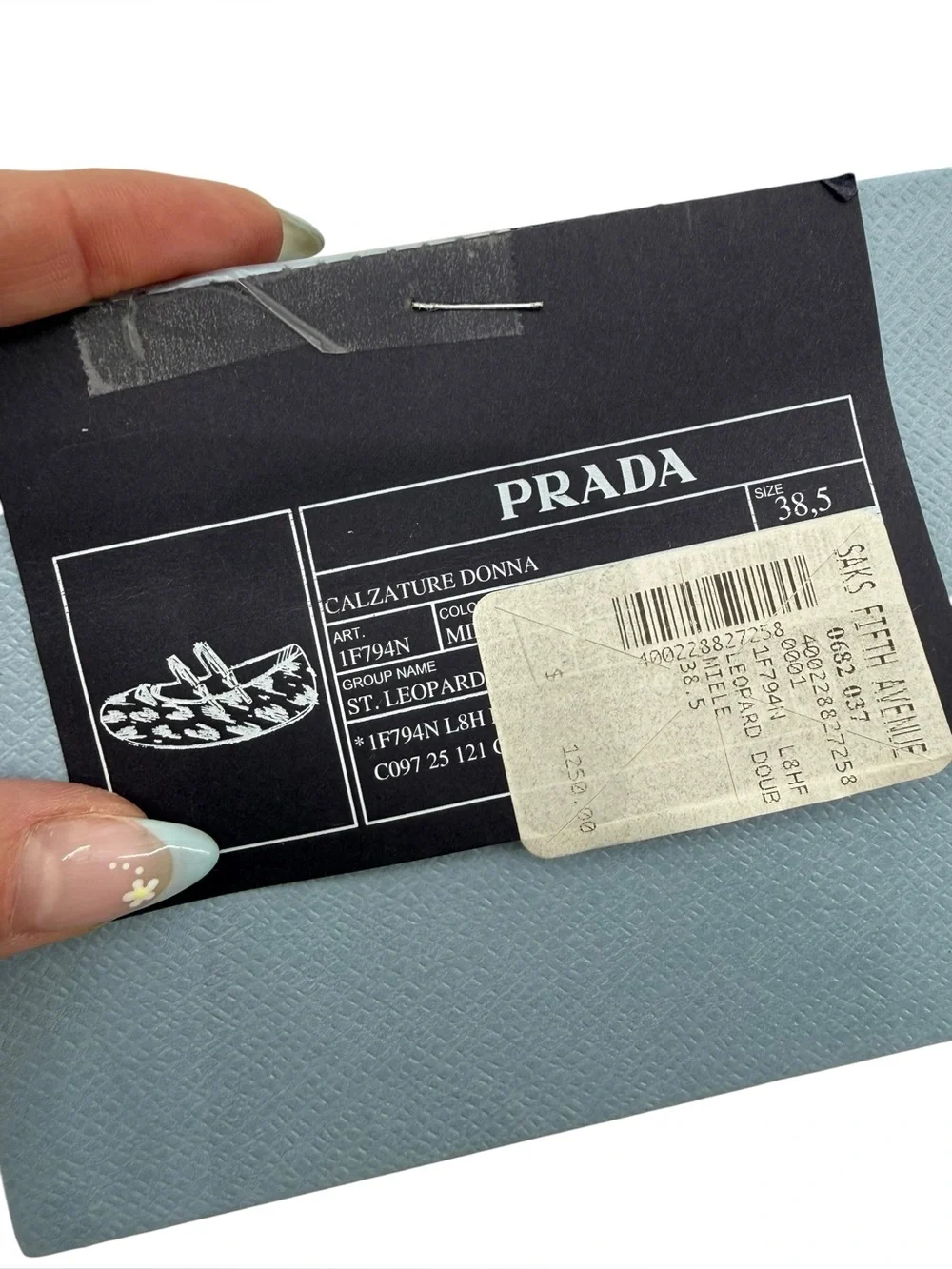 Prada Leopard Haircalf Double Strap Ballet Flats 38.5 US 8.5 NIB Current Style - Picture 17 of 17